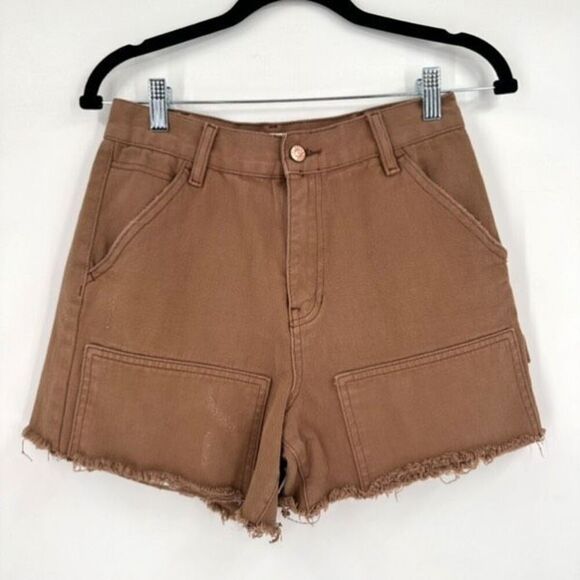 PACSun Cut Off Cargo Hi Rise Workwear Brown Shorts Size 27 Size 4 Utility - Picture 1 of 10